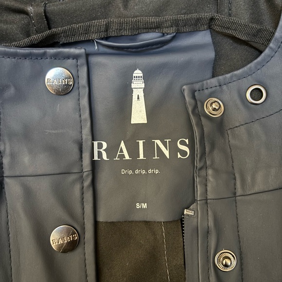 Rains Women's Blue Curve Long Trench - Picture 3 of 4